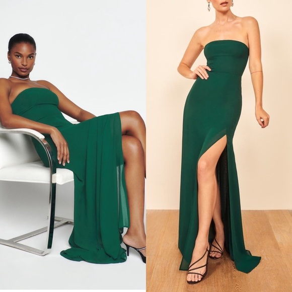 NWT Reformation Emerald Green Ingrid Dress Size 4 - Picture 1 of 11